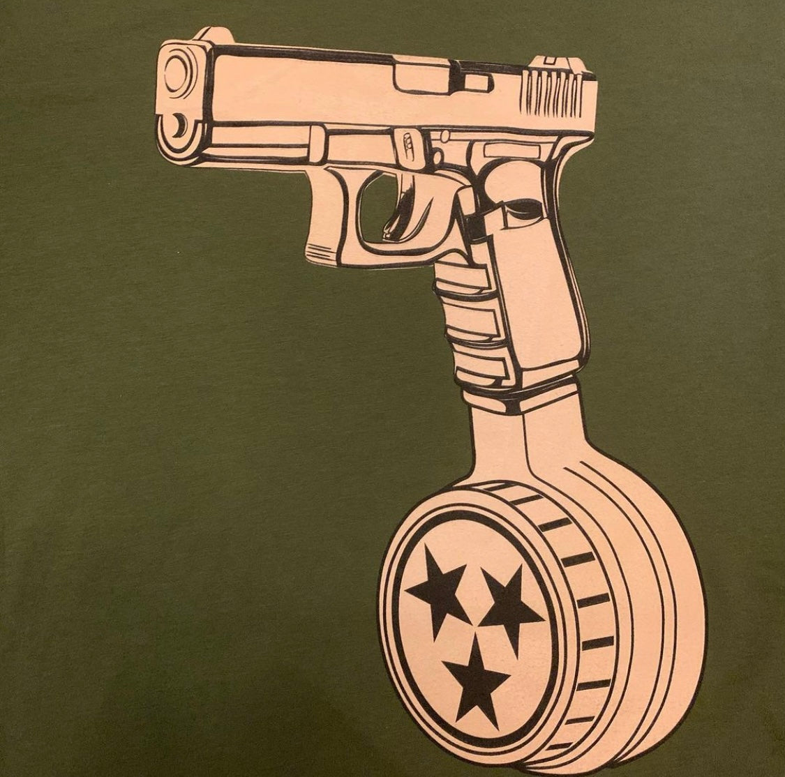 Olive/military TN drum mag tee